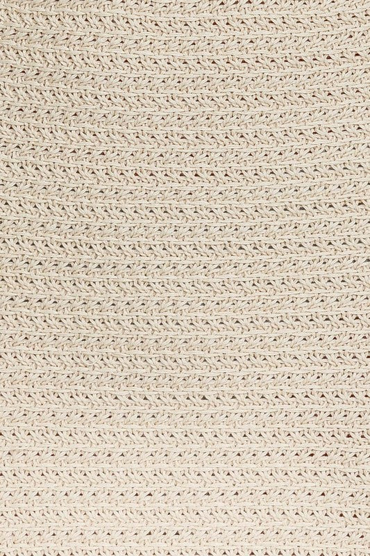 Mendy – Robe Midi en Crochet sans Manches à Encolure Carrée