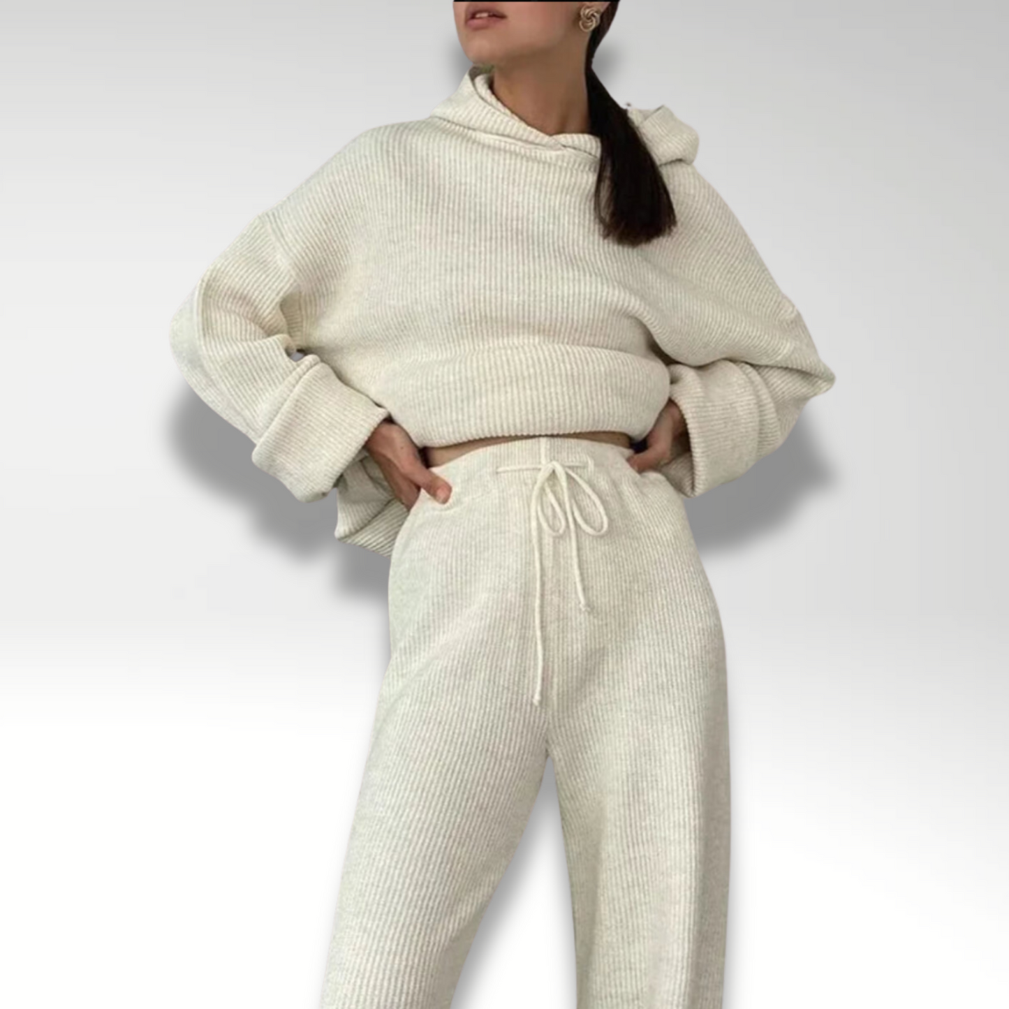 Gildas - Ensemble hoodie rayé de luxe pour femme