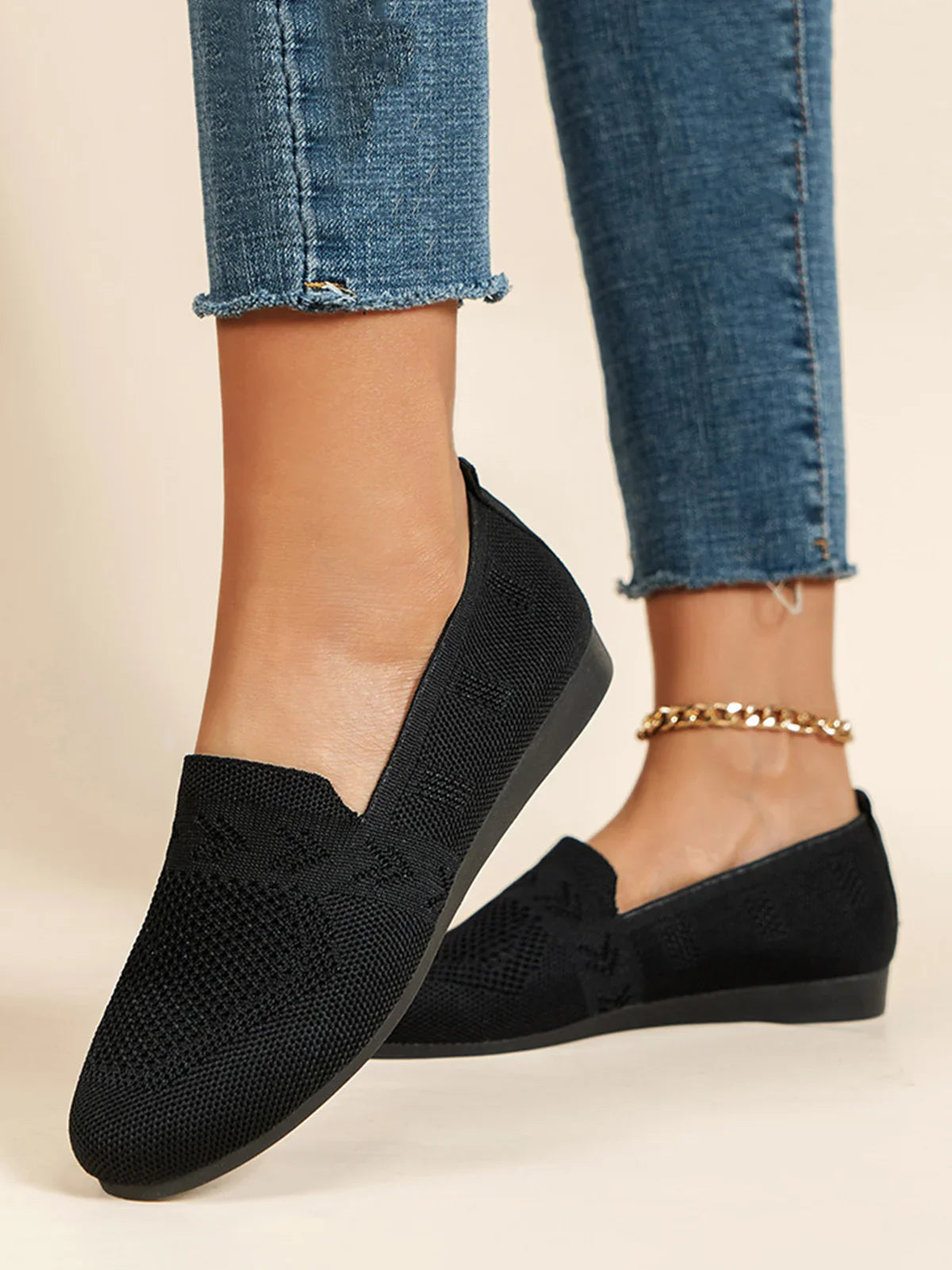 Olivia - Sandales en Maille Ademend Mocassins à Semelle Plate pour l'Été Idéales pour de Longues Promenades