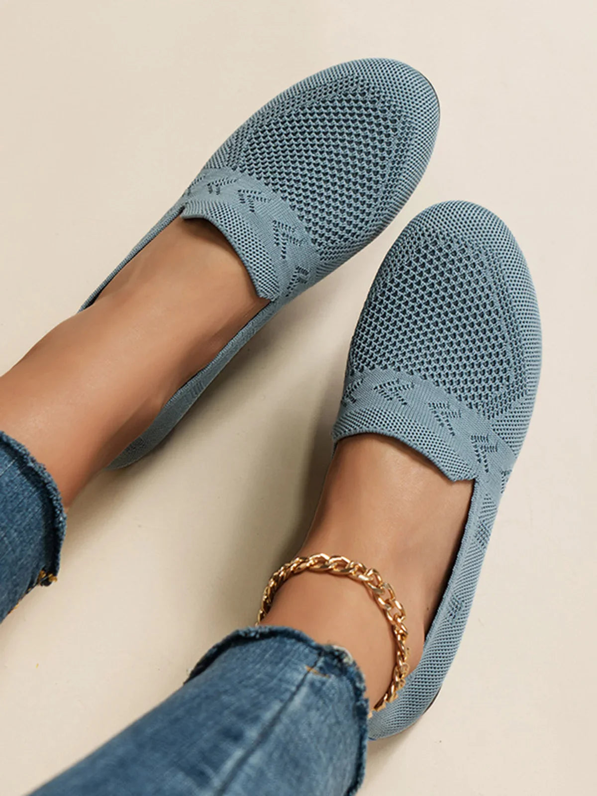 Olivia - Sandales en Maille Ademend Mocassins à Semelle Plate pour l'Été Idéales pour de Longues Promenades