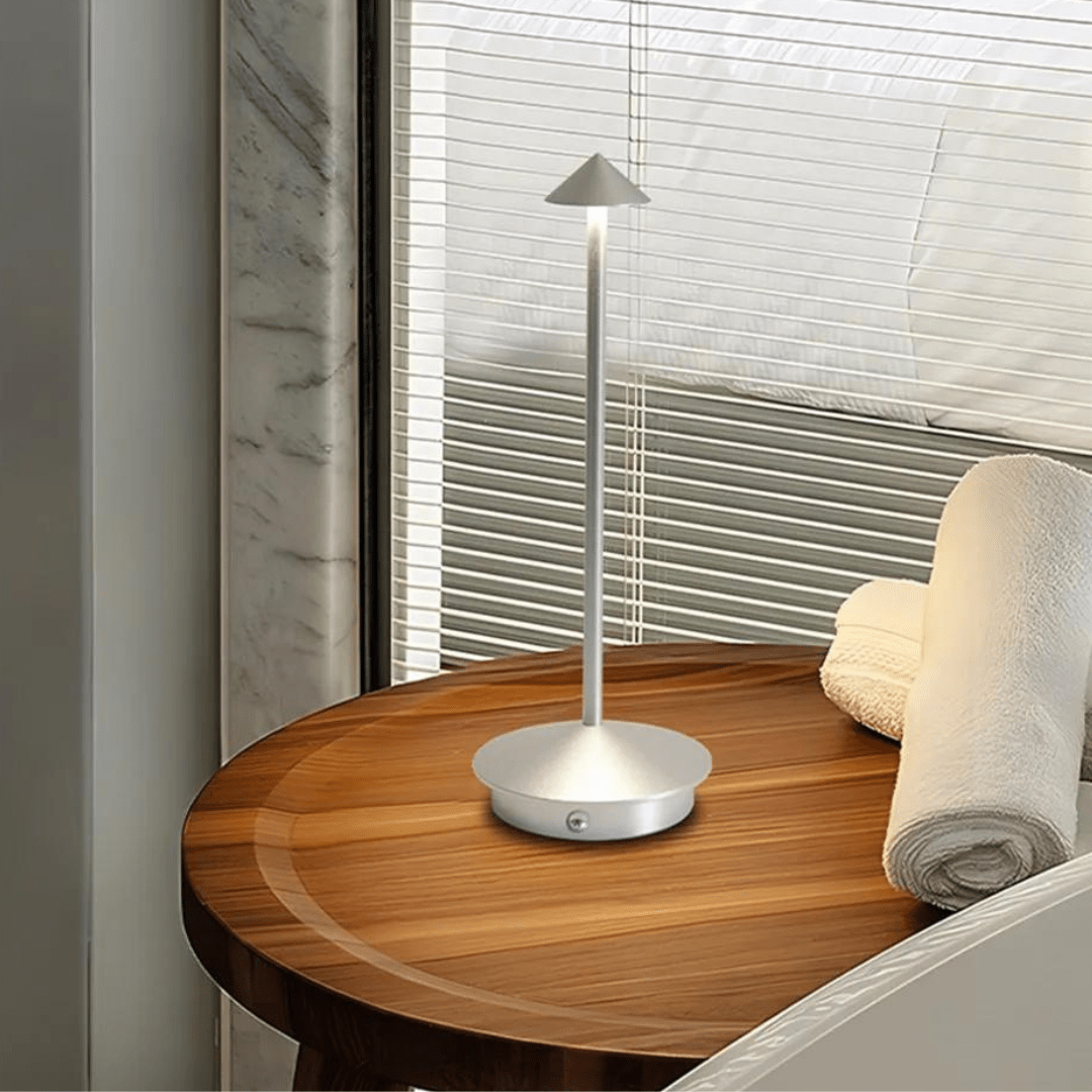 ArrowGlow - Lampe de table sans fil longue et effilée avec 3 couleurs de lumière, commande tactile et design moderne