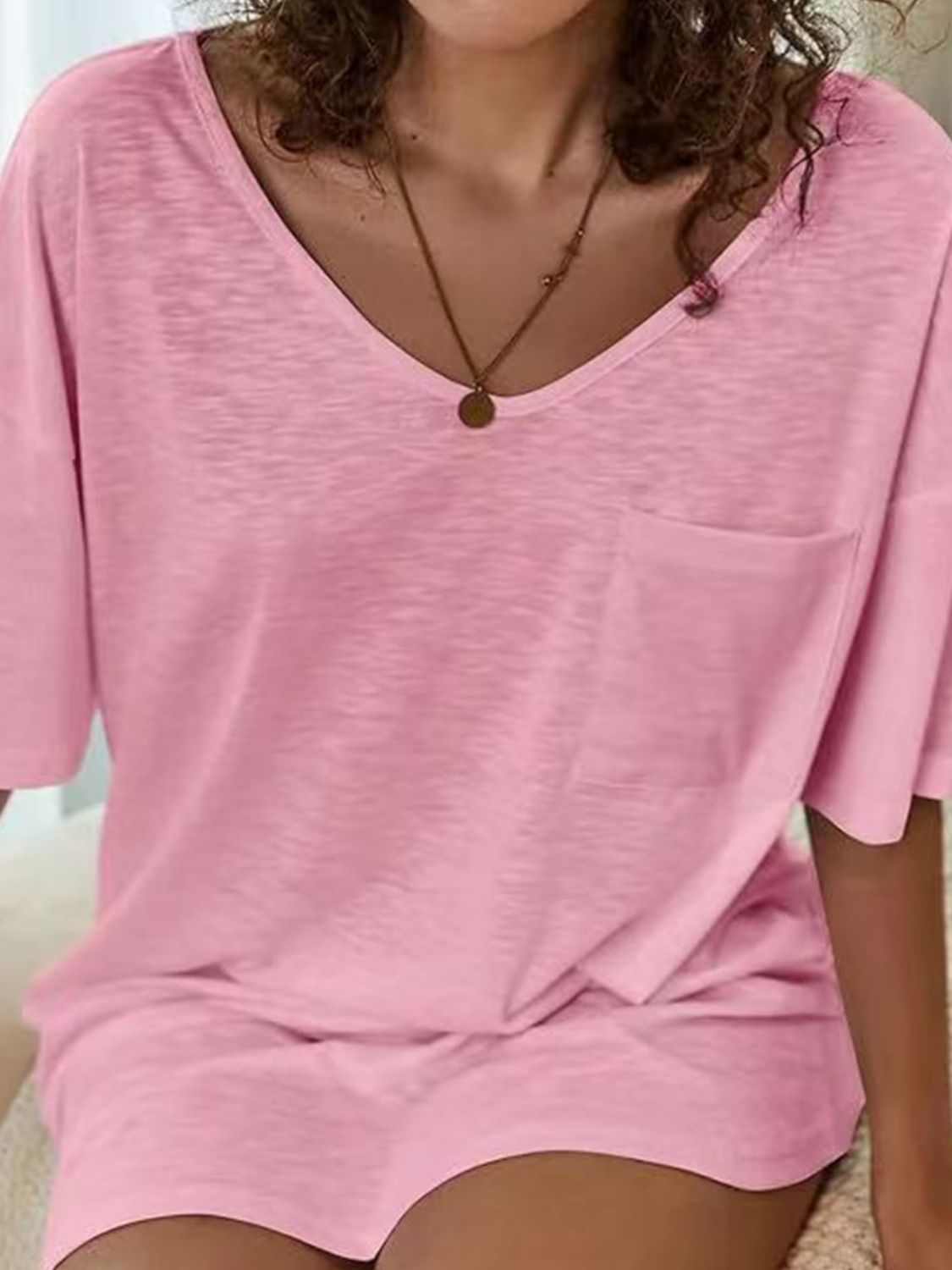 Diana – Robe T-shirt à Manches Courtes et Encolure en V