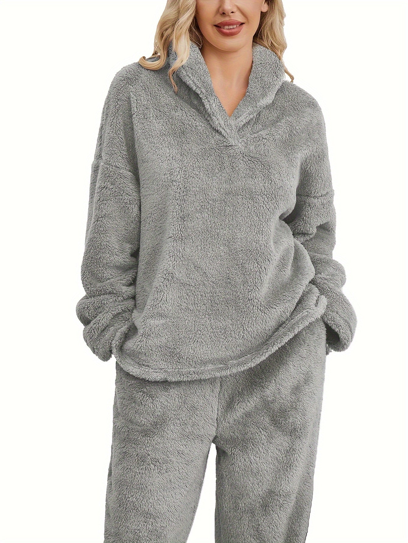 Aurianne - Ensemble Pyjama en Fleece Corail pour Femmes