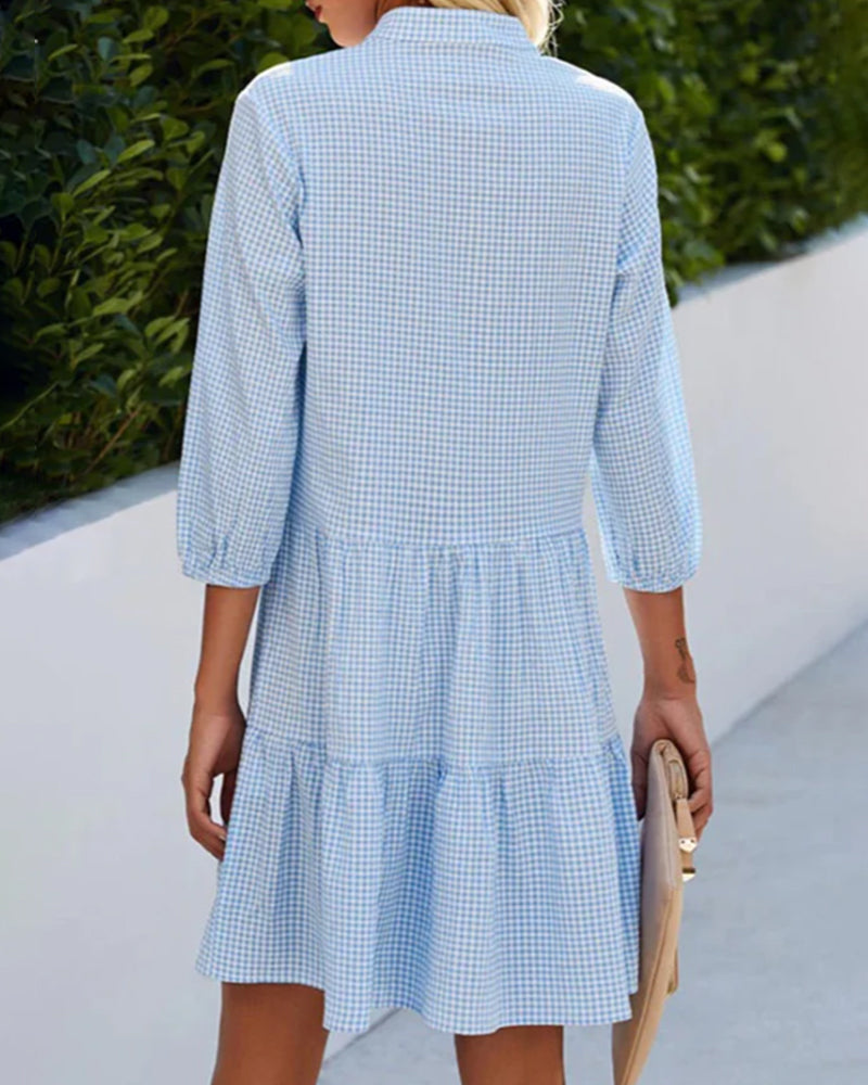 Romy - Robe chemise à carreaux avec volants