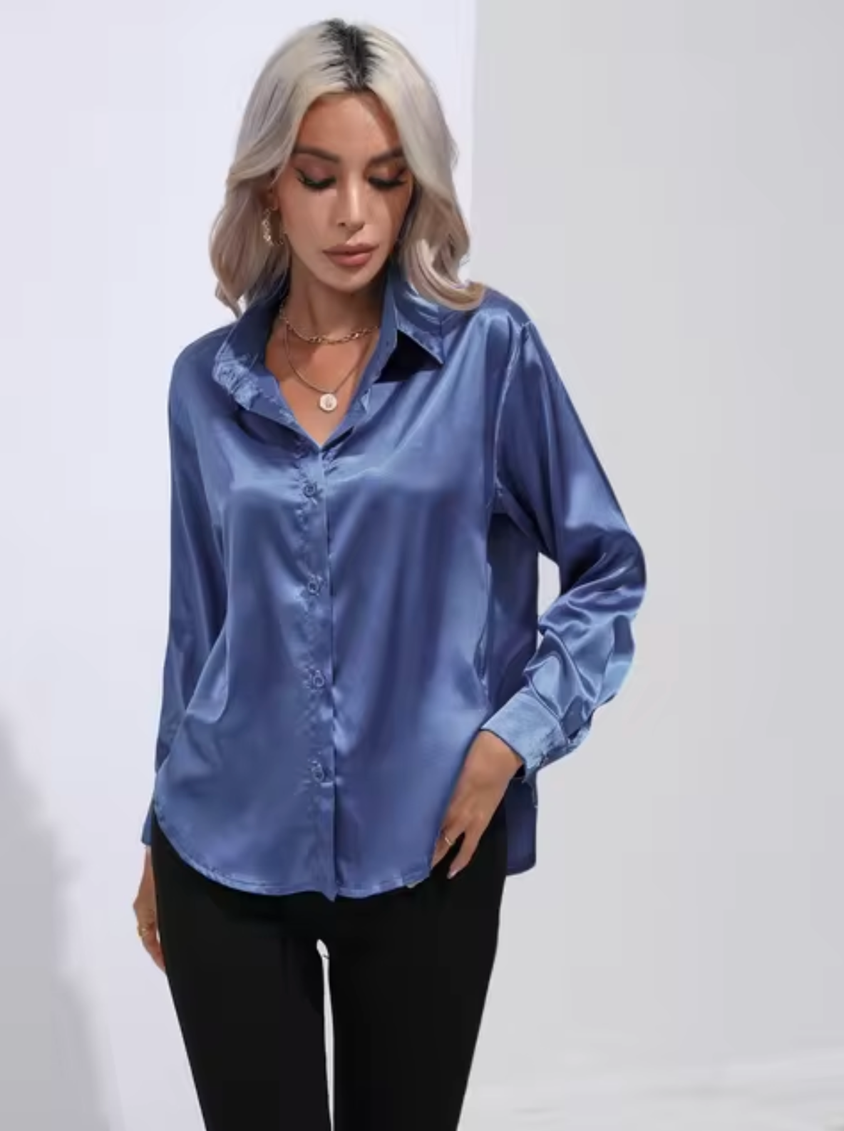 Éléanor - Blouse en Satin à Manches Longues