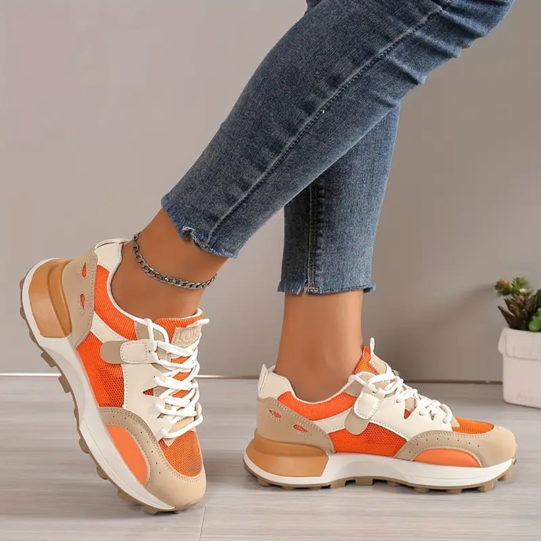 Ethan - Sneakers Sportives Orange et Beige