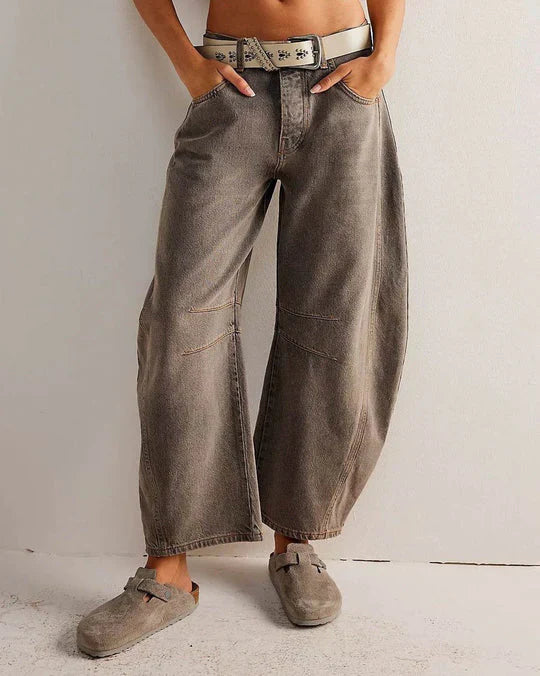 Emma - Jean barrel à taille mi-haute pour femmes