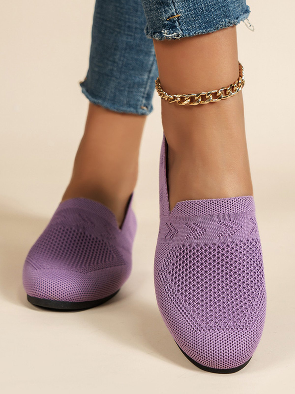 Olivia - Sandales en Maille Ademend Mocassins à Semelle Plate pour l'Été Idéales pour de Longues Promenades