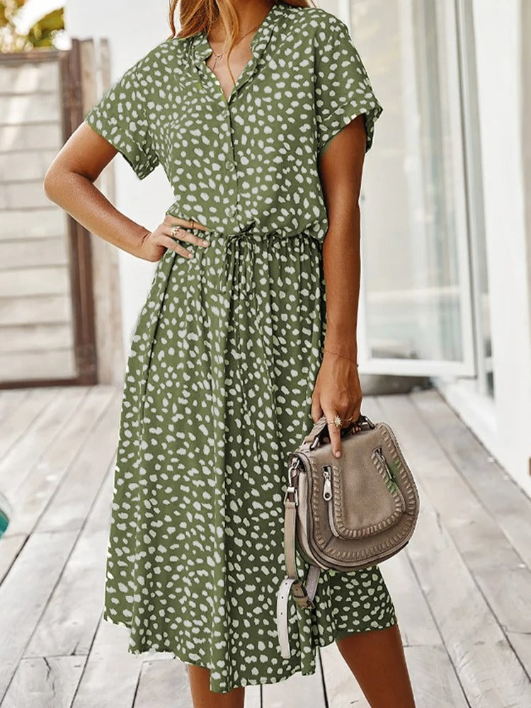 Sophia - Robe à imprimé léopard avec un chapeau en paille