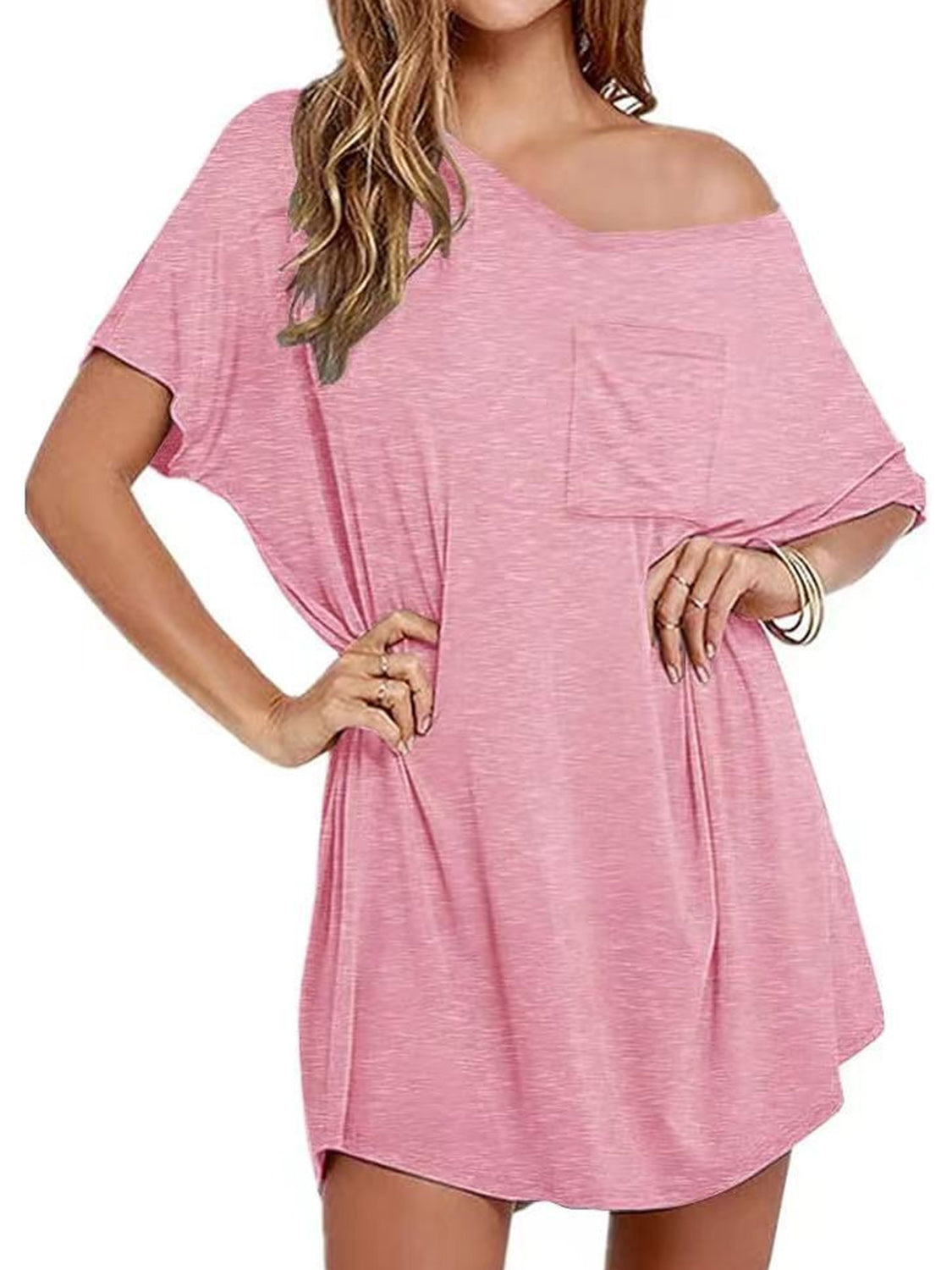 Diana – Robe T-shirt à Manches Courtes et Encolure en V