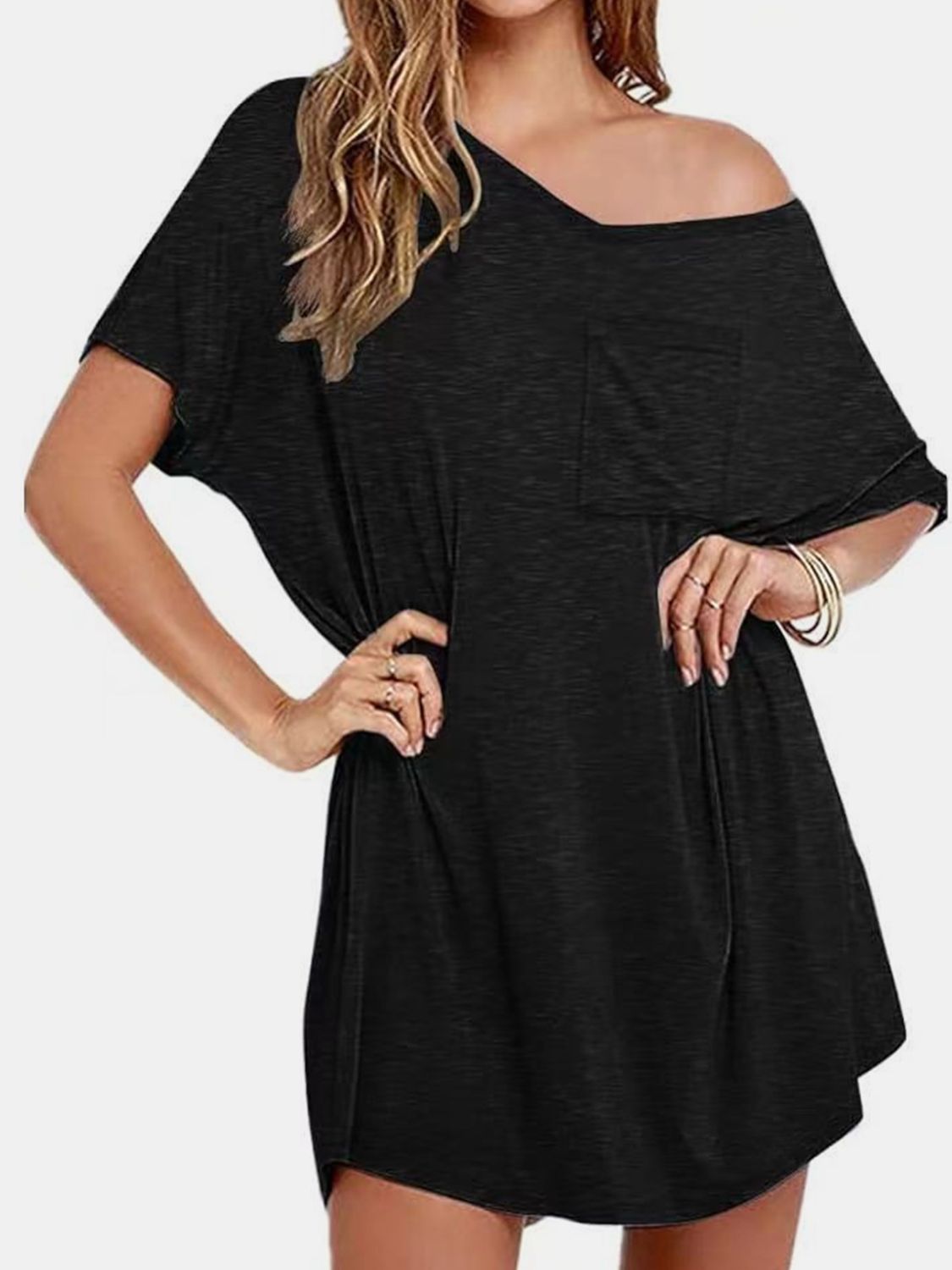 Diana – Robe T-shirt à Manches Courtes et Encolure en V
