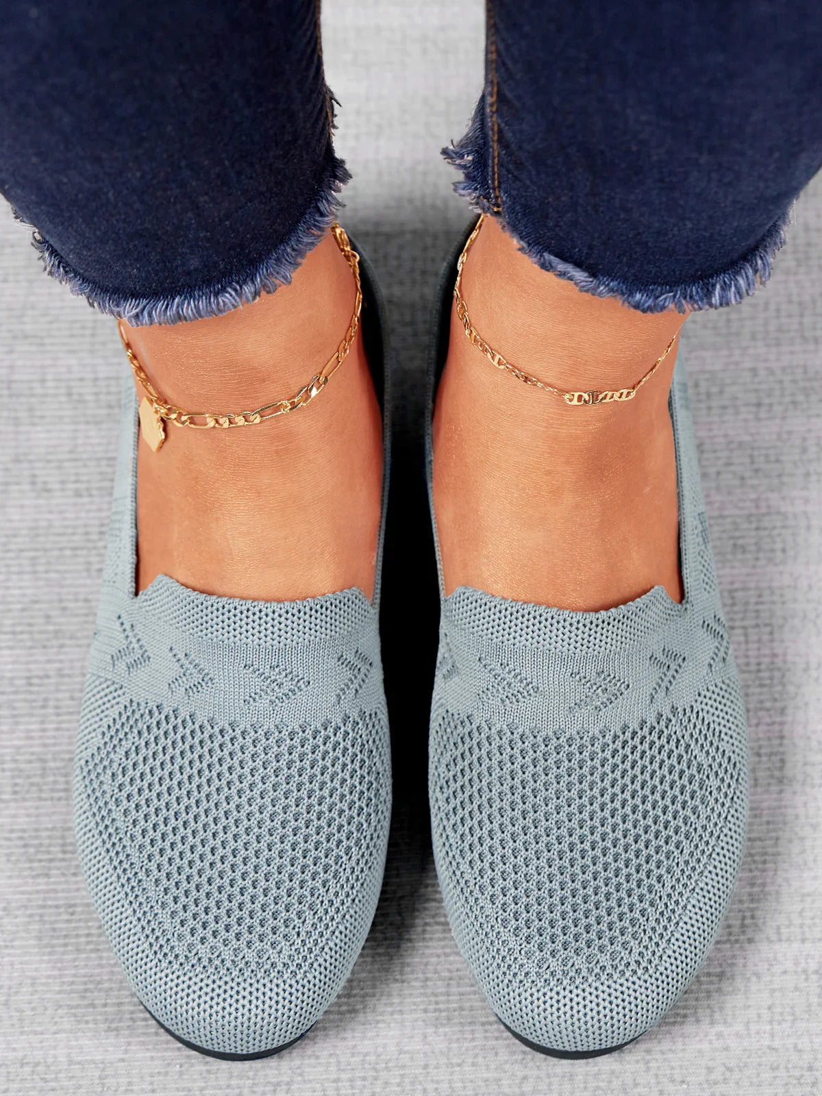 Olivia - Sandales en Maille Ademend Mocassins à Semelle Plate pour l'Été Idéales pour de Longues Promenades