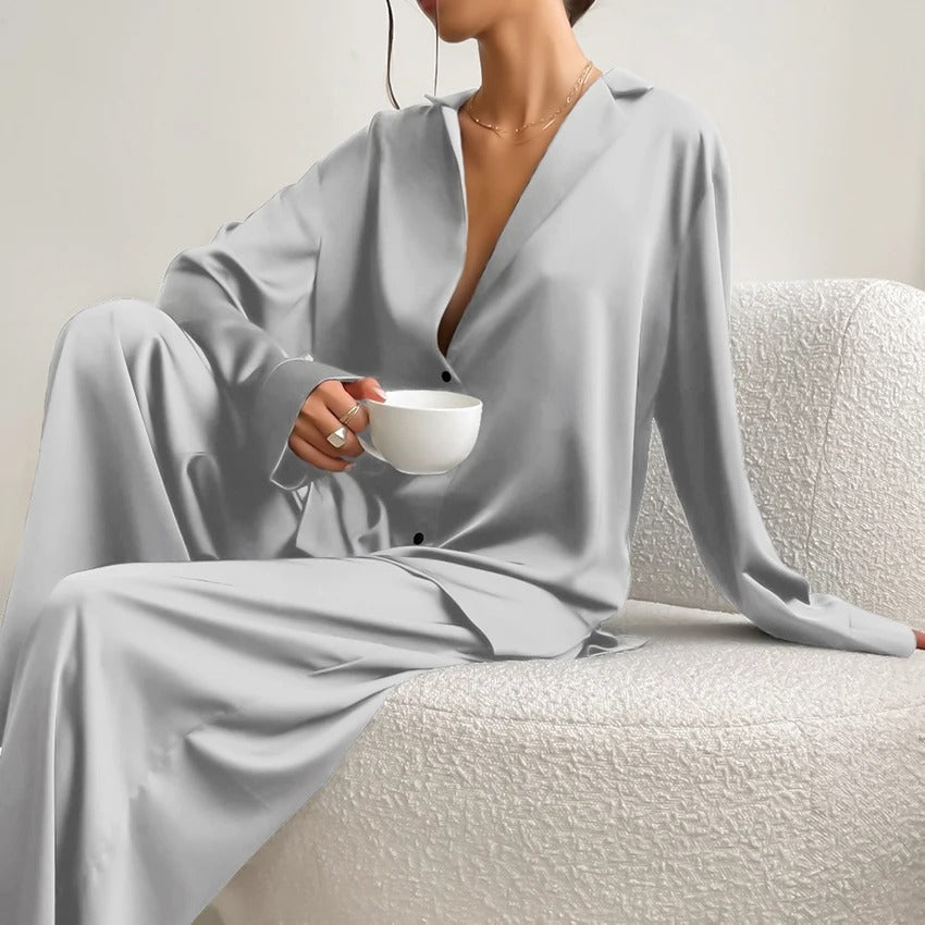 Villa - Ensemble de pyjama oversize en soie élégante