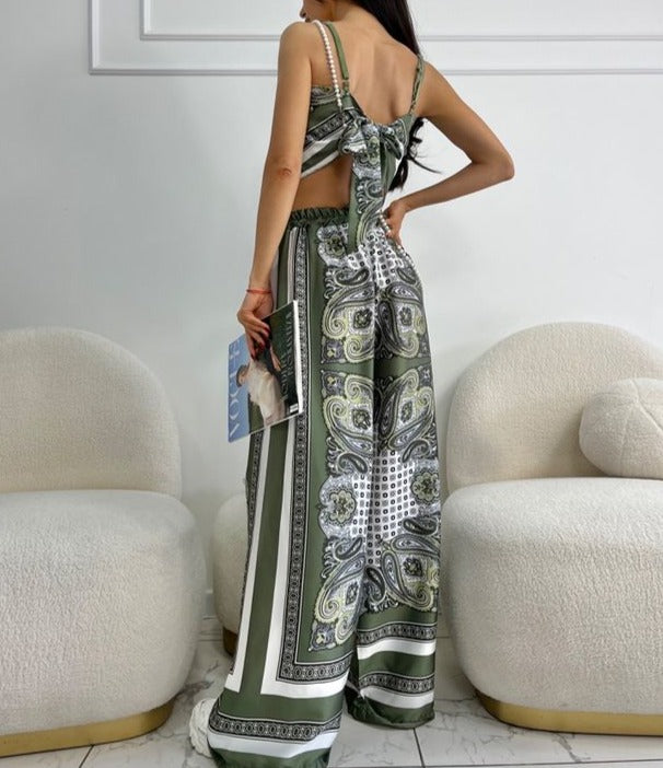 Abella - Jumpsuit Imprimé avec Bretelles Spaghetti