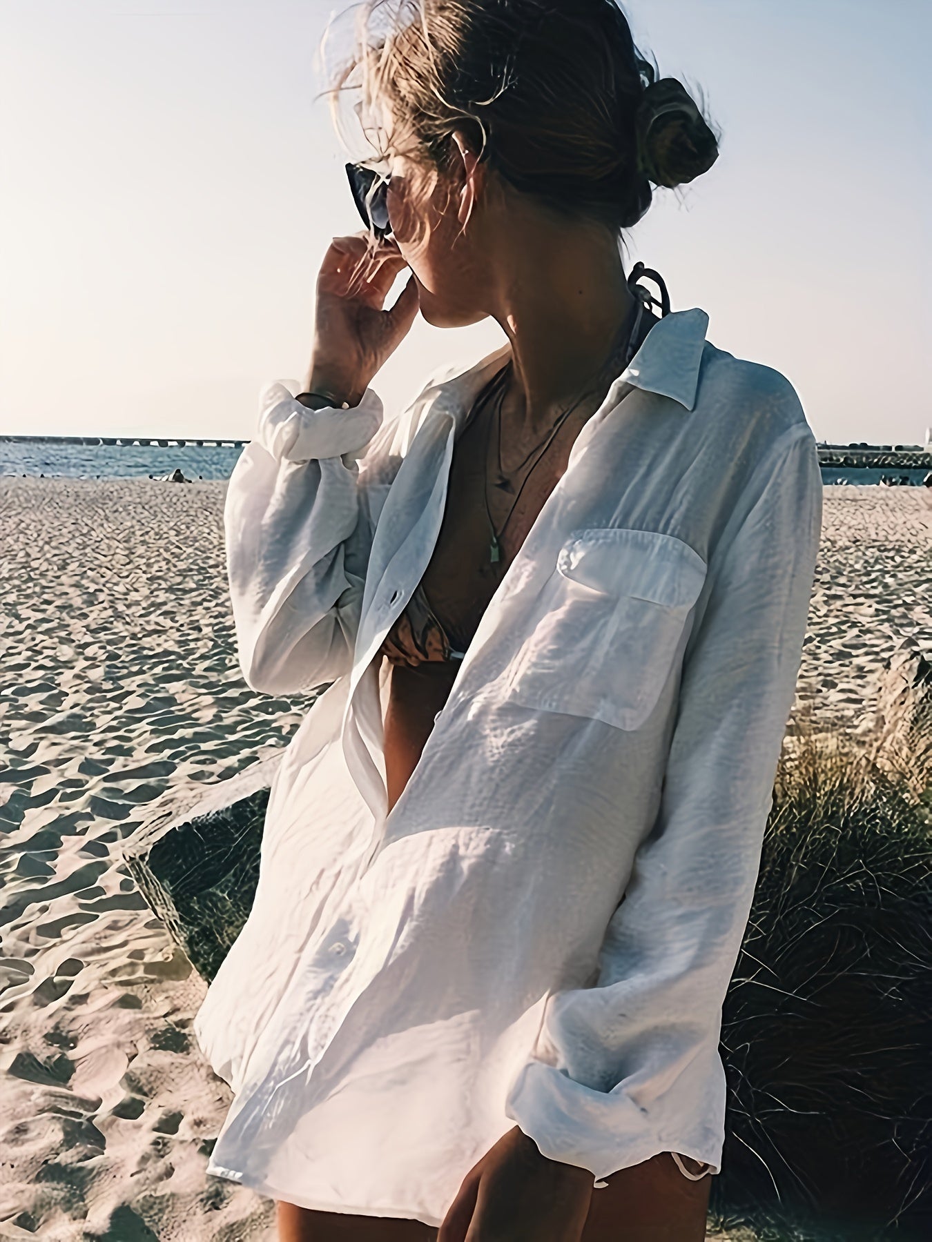 Sienna - Robe chemise décontractée en lin pour femmes idéale pour la plage