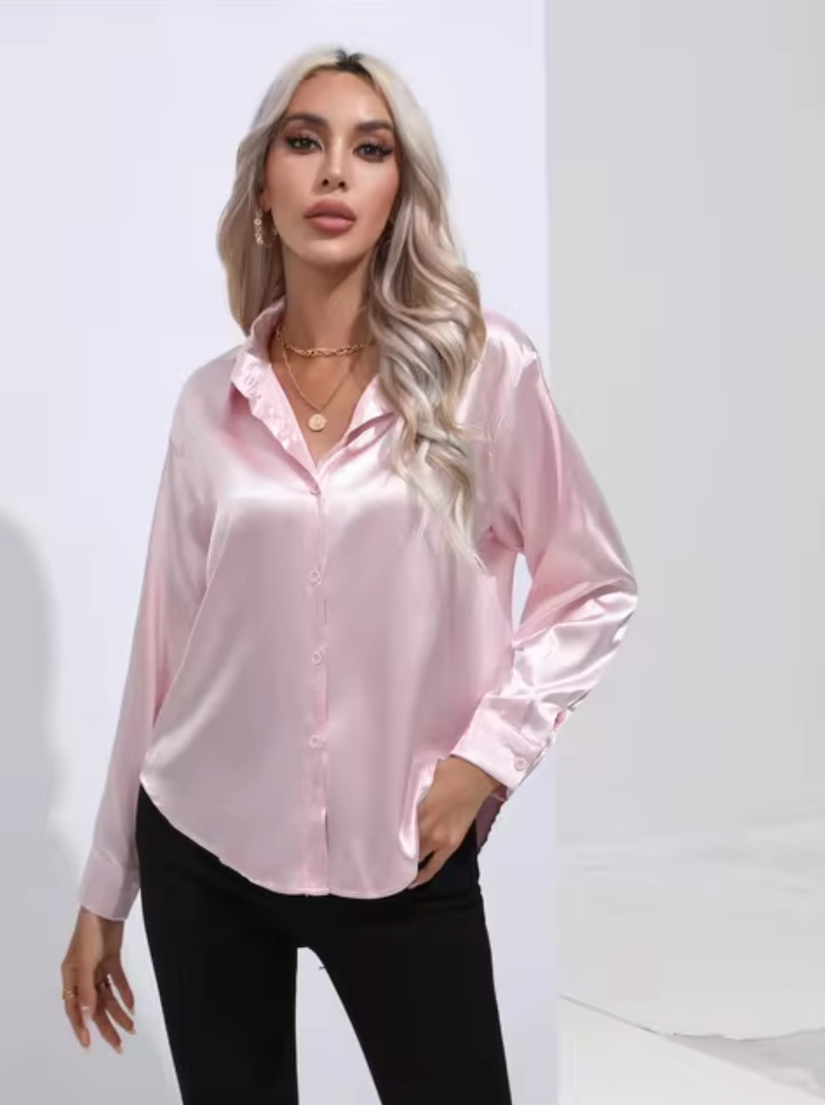 Éléanor - Blouse en Satin à Manches Longues