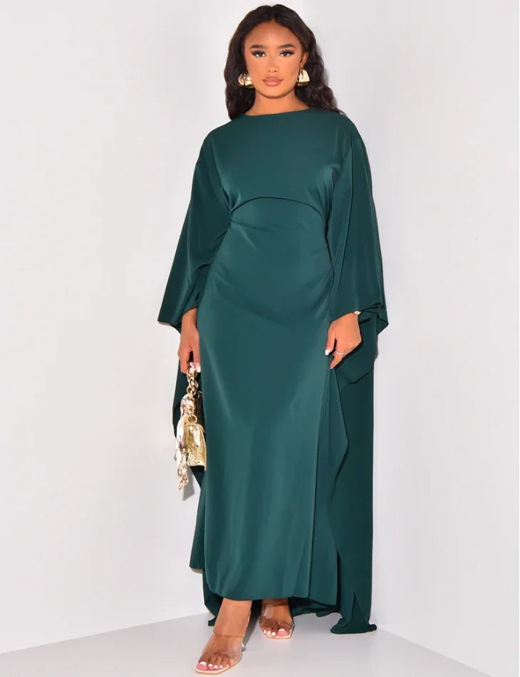 Ava - Robe maxi à manches cape