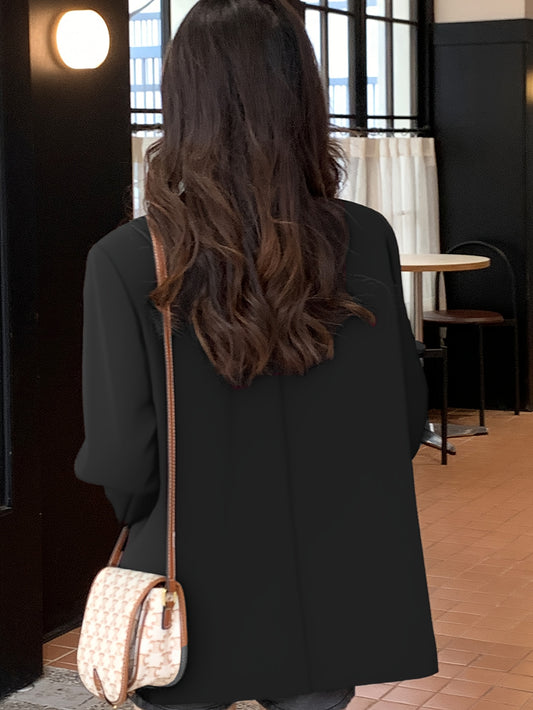 Noézelle - Blazer Oversize Noir Business Casual Élégant pour Femme avec Poches