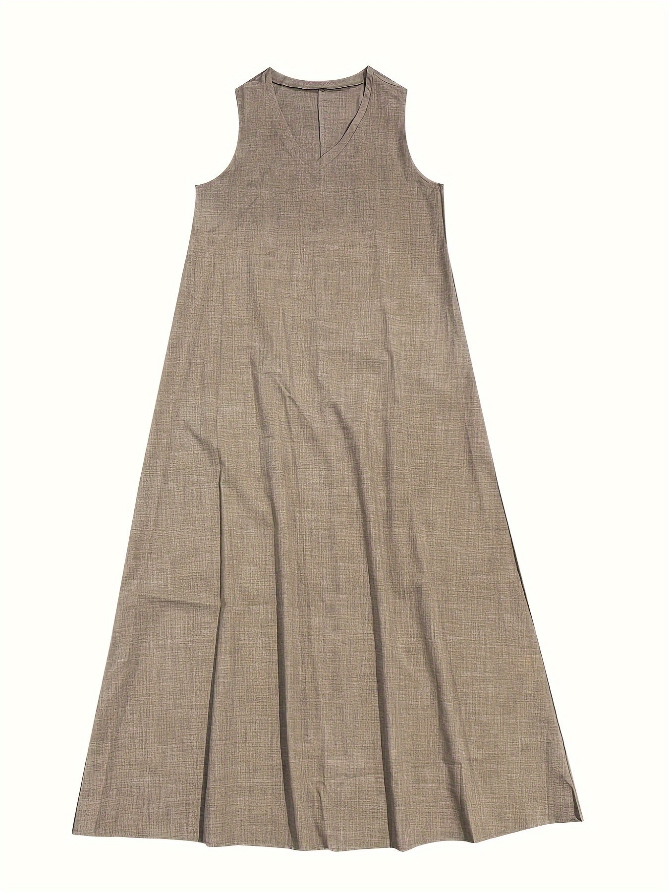 Élodie - Robe Sans Manches en Lin avec Décolleté en V
