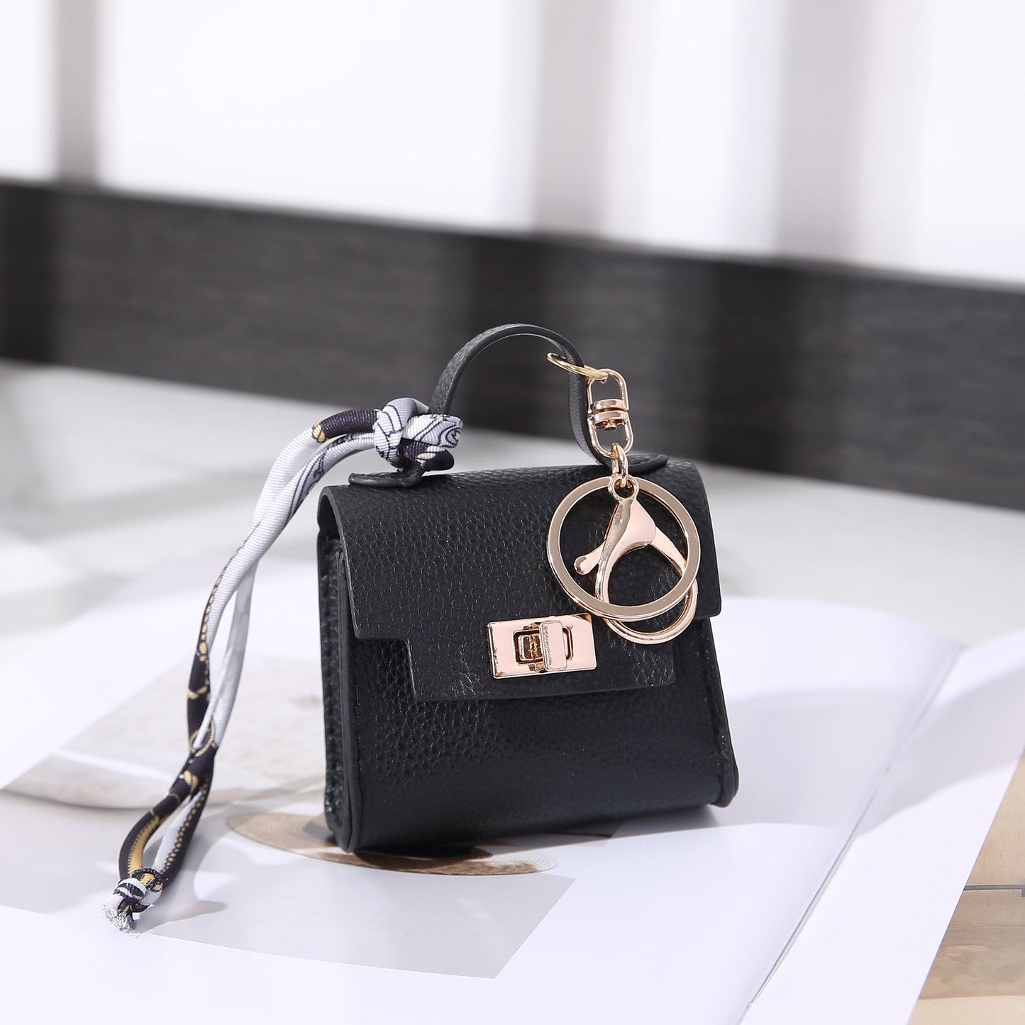 Camille - Porte-clés Sac en Cuir avec Fermeture à Boucle