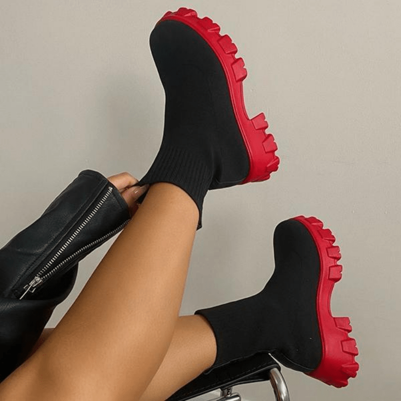 Inès - Bottines Stretch à Semelle Épaisse en Tissu