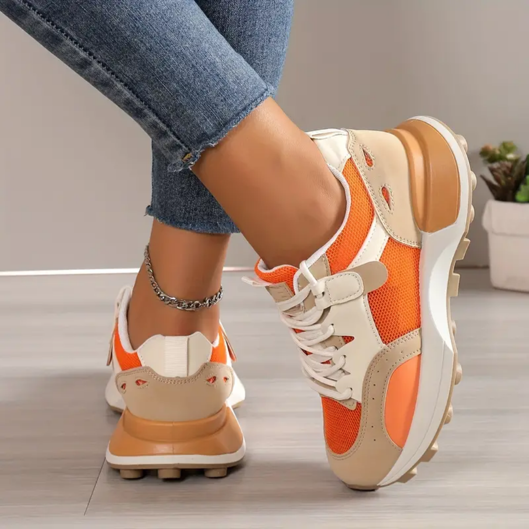Ethan - Sneakers Sportives Orange et Beige