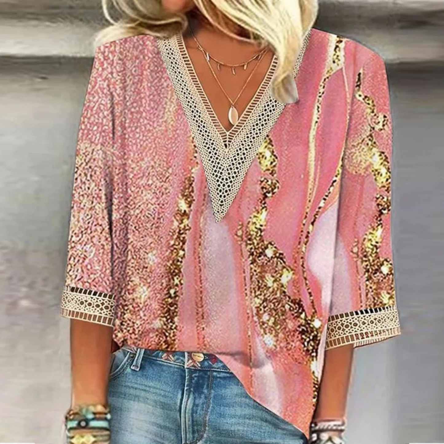 Fleur - Blouse pour femme élégante à col en V en fleece confortable