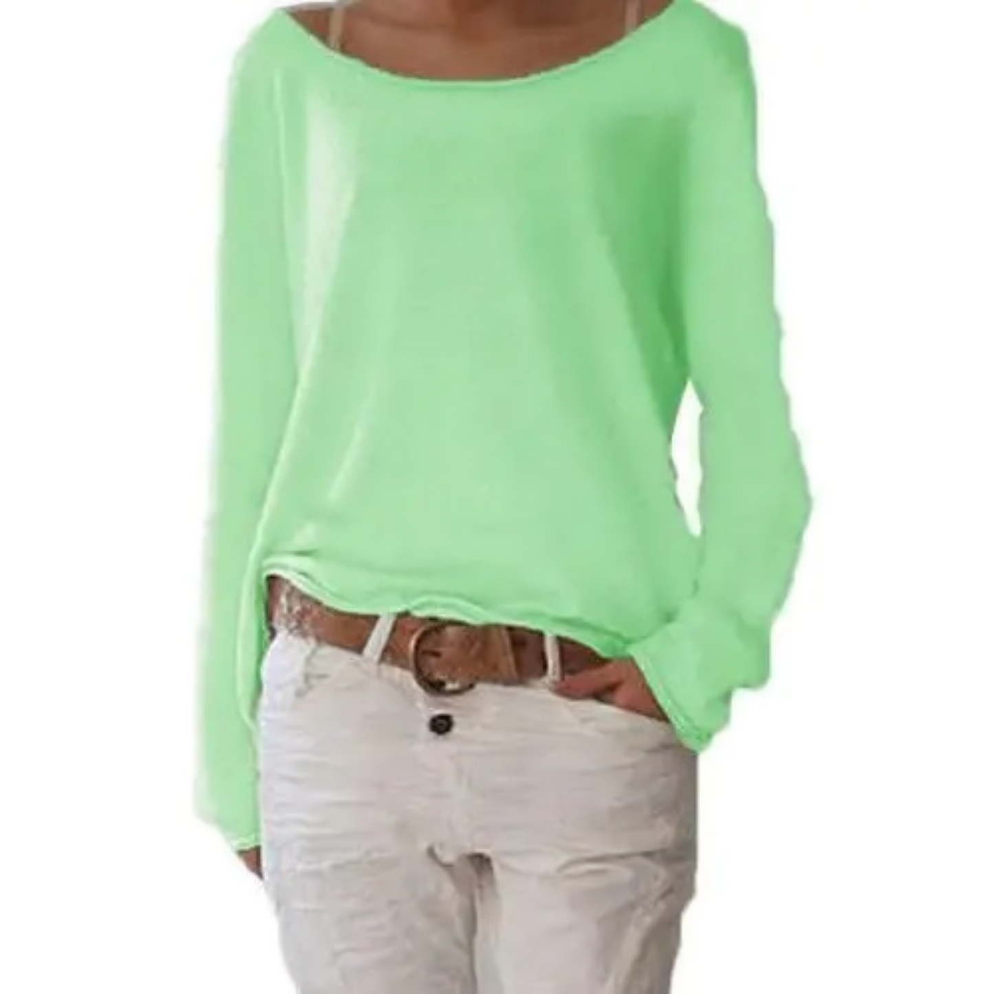 Moda - Pull Jaune en Laine à col Rond Simple et Ajusté Pour Femme