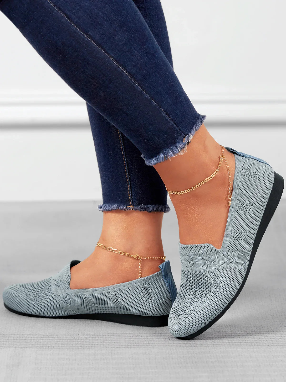 Olivia - Sandales en Maille Ademend Mocassins à Semelle Plate pour l'Été Idéales pour de Longues Promenades