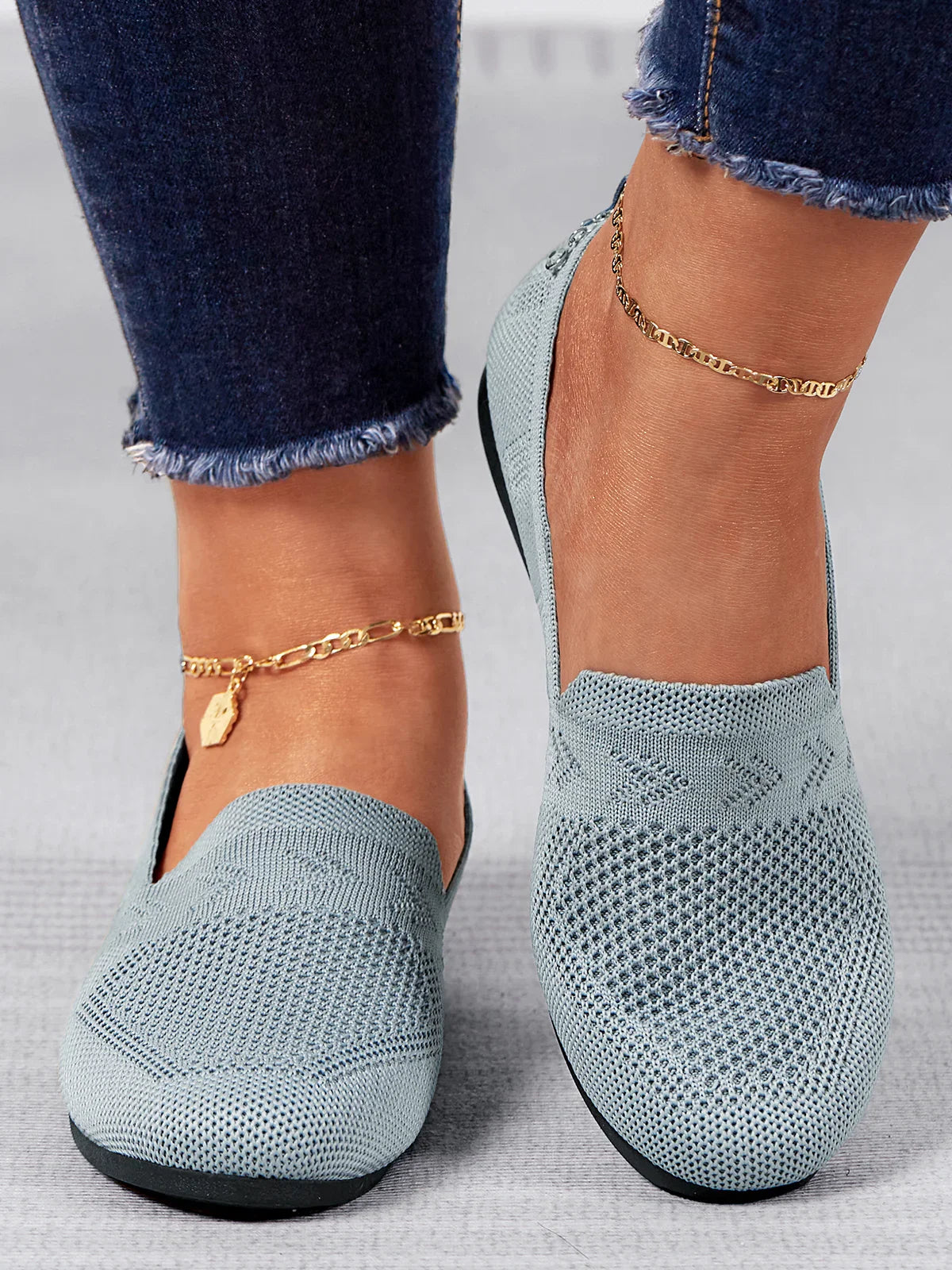 Olivia - Sandales en Maille Ademend Mocassins à Semelle Plate pour l'Été Idéales pour de Longues Promenades