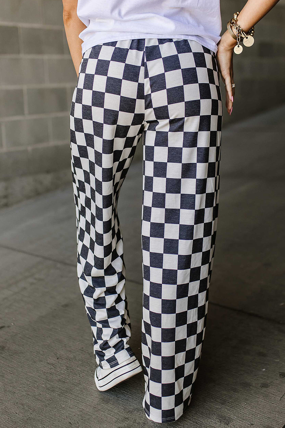 Emily – Pantalon à Jambes Amples à Carreaux