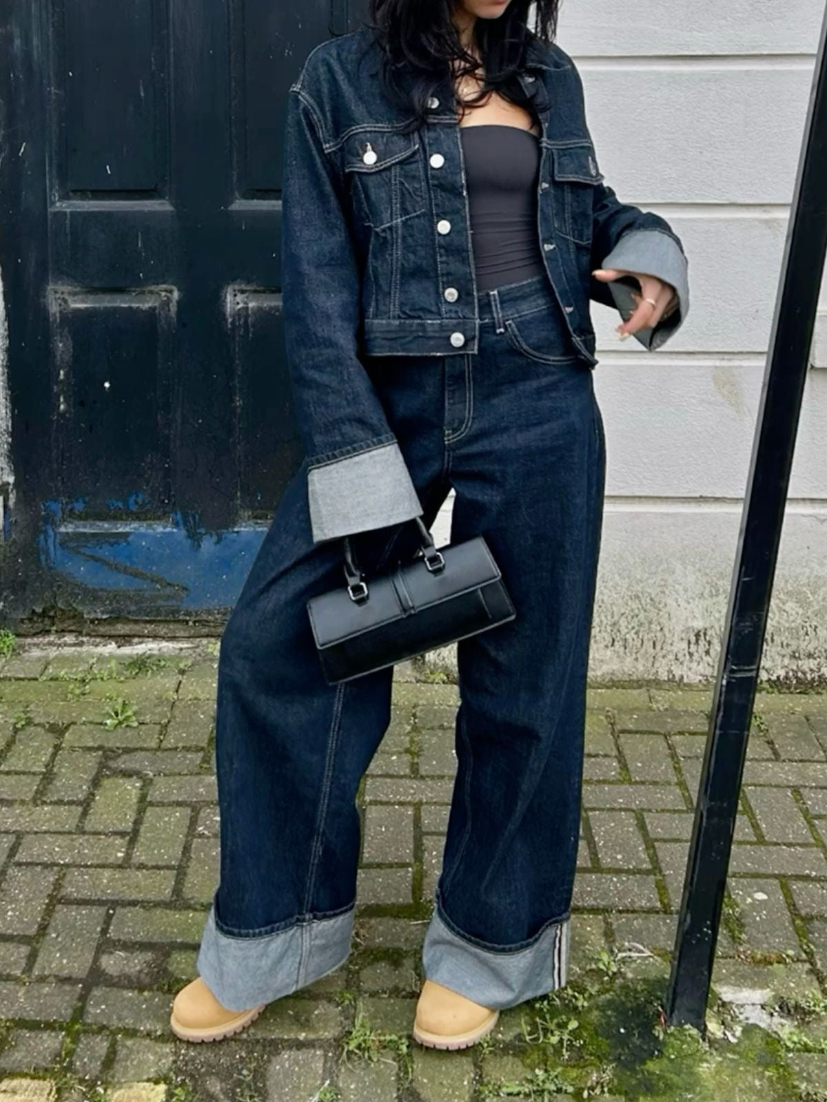 Mia - Ensemble veste en denim et jeans évasés