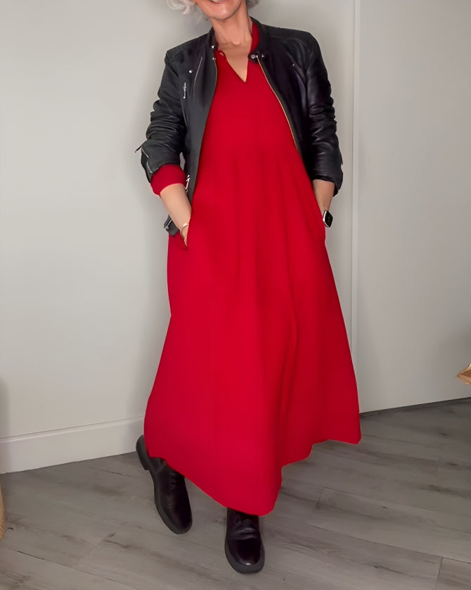 Nicole - Robe Longue Amincissante avec Décolleté en V