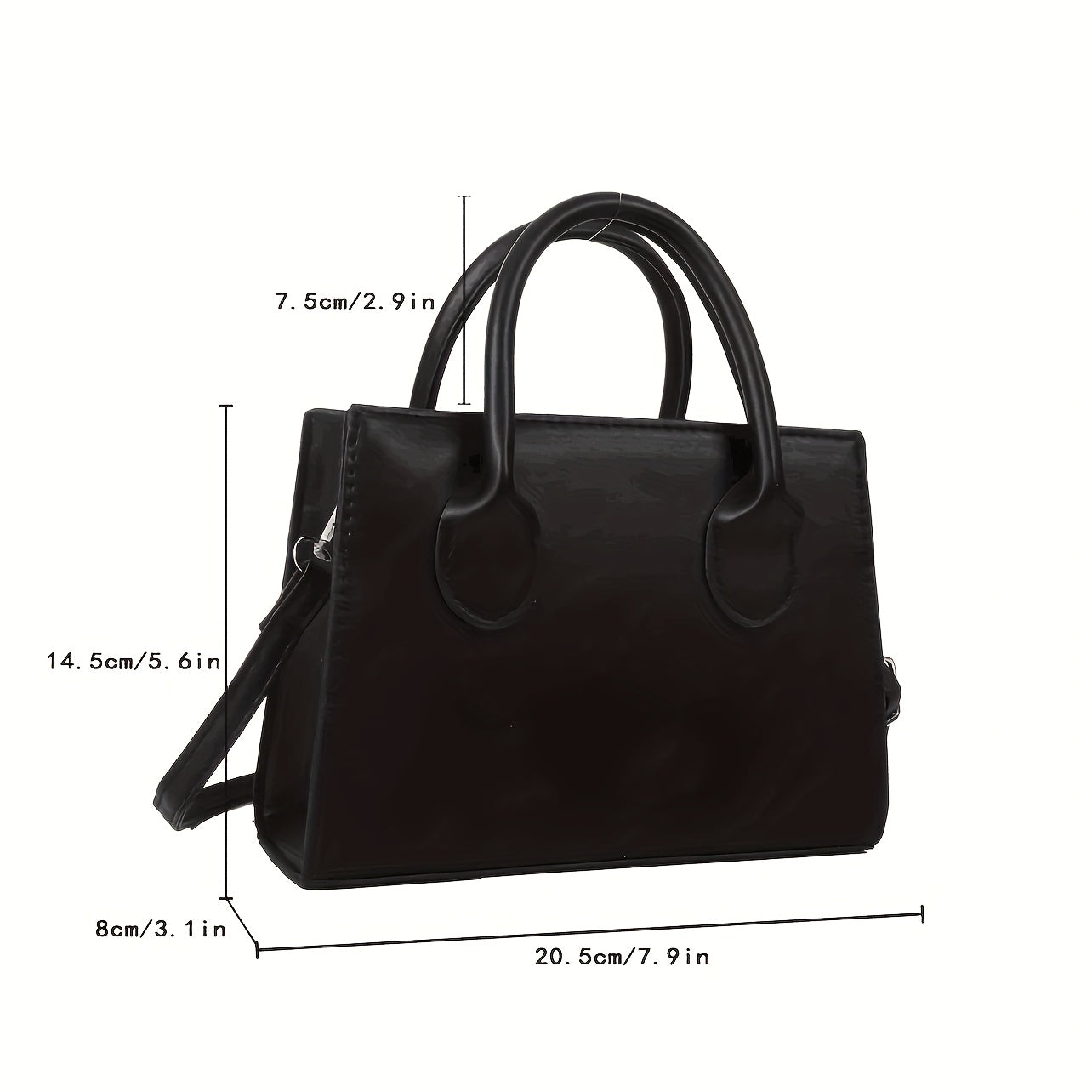 Freya - Sac à bandoulière et à main noir classique et élégant avec grande anse réglable en simili cuir