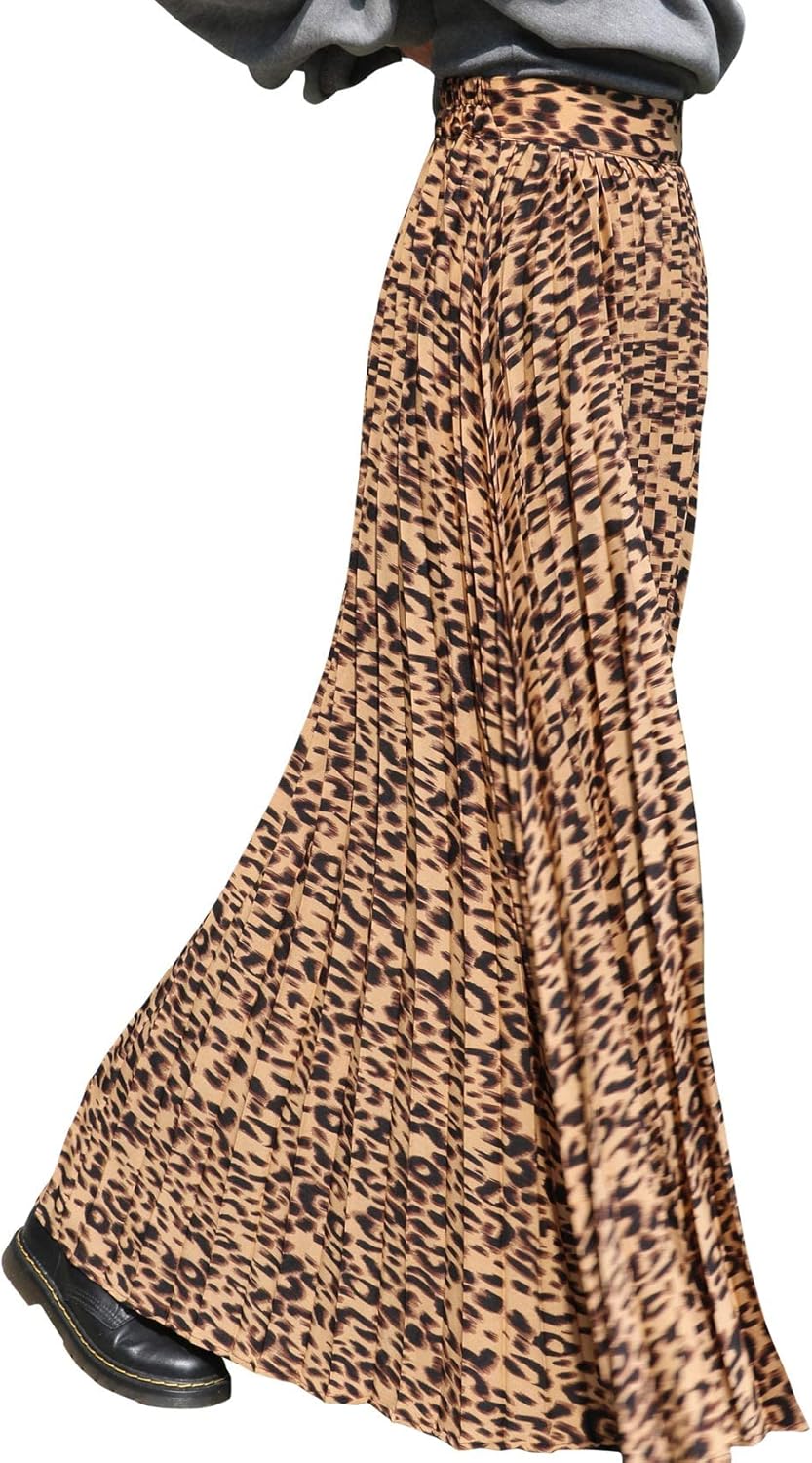 Élise - Jupe longue maxi plissée à taille élastique haute