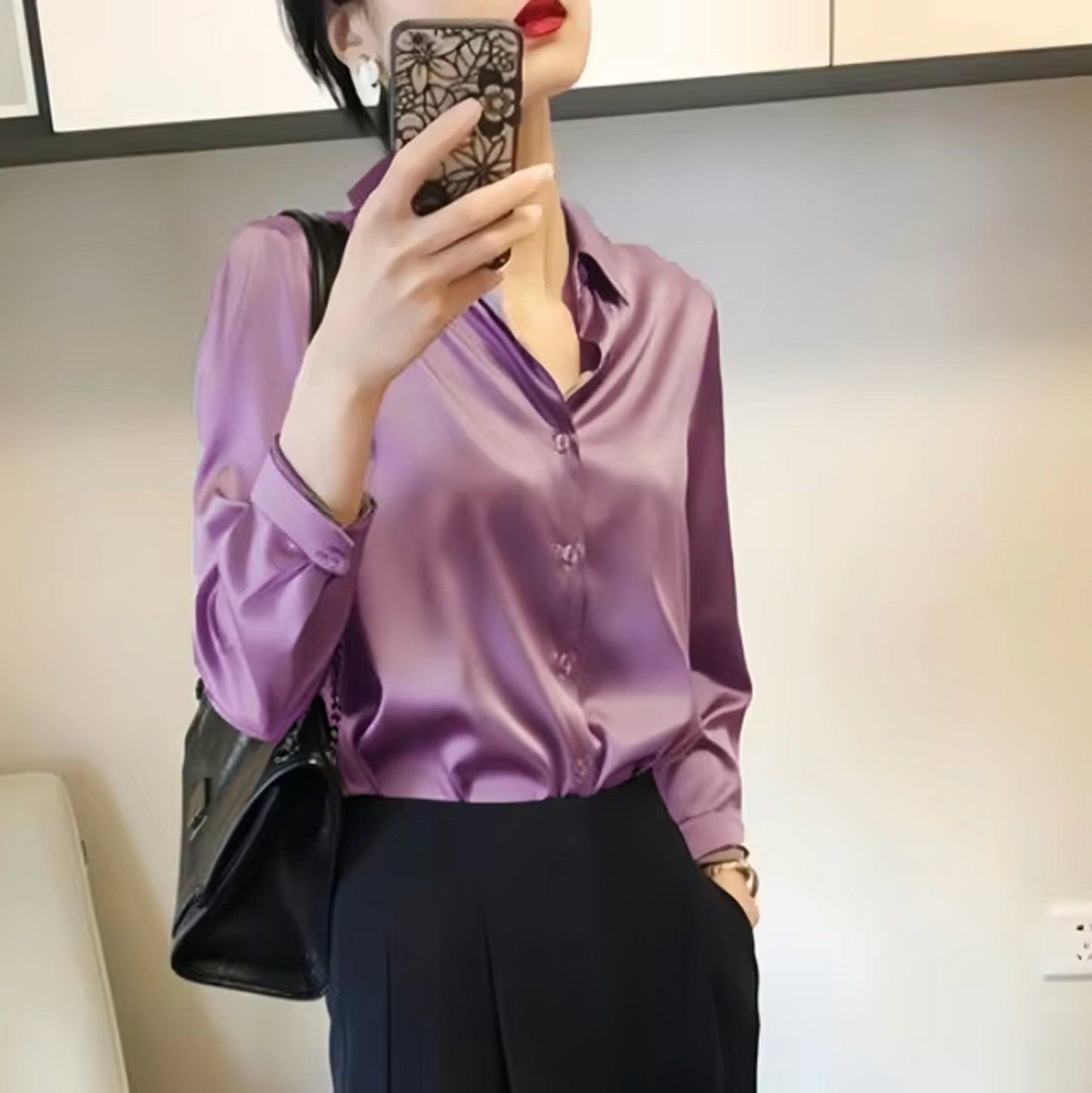 Adèle – Blouse satinée élégante