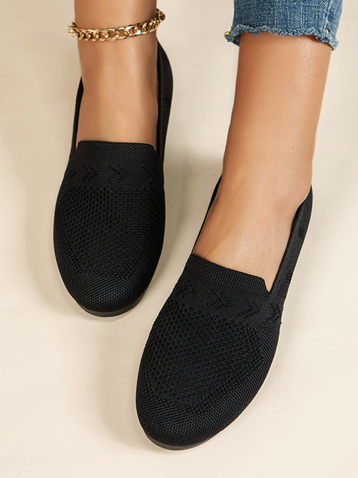 Olivia - Sandales en Maille Ademend Mocassins à Semelle Plate pour l'Été Idéales pour de Longues Promenades