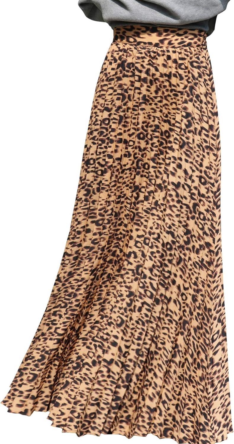 Élise - Jupe longue maxi plissée à taille élastique haute