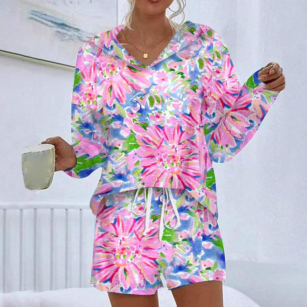 Soiree - Élégant Sweat à Capuche Deux Pièces avec Imprimé Floral