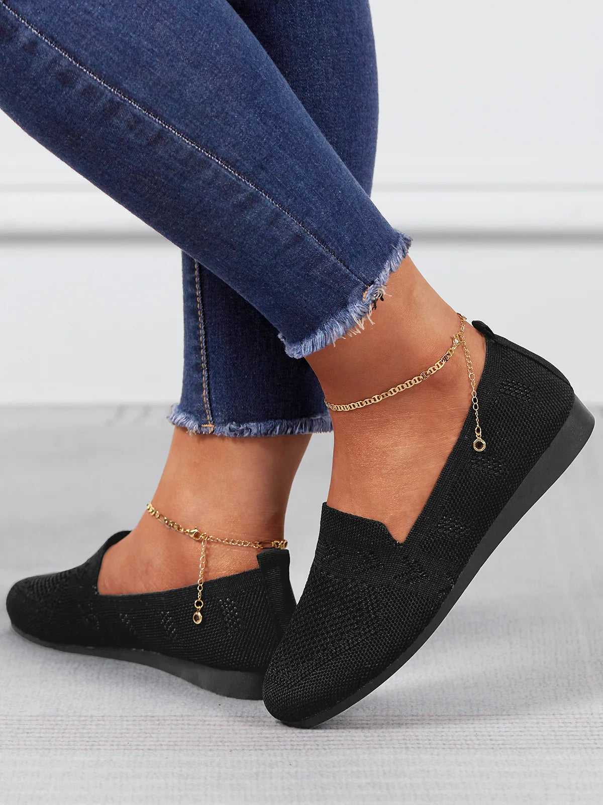 Olivia - Sandales en Maille Ademend Mocassins à Semelle Plate pour l'Été Idéales pour de Longues Promenades