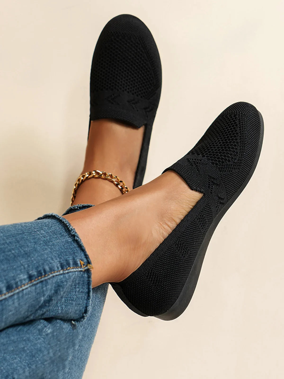 Olivia - Sandales en Maille Ademend Mocassins à Semelle Plate pour l'Été Idéales pour de Longues Promenades
