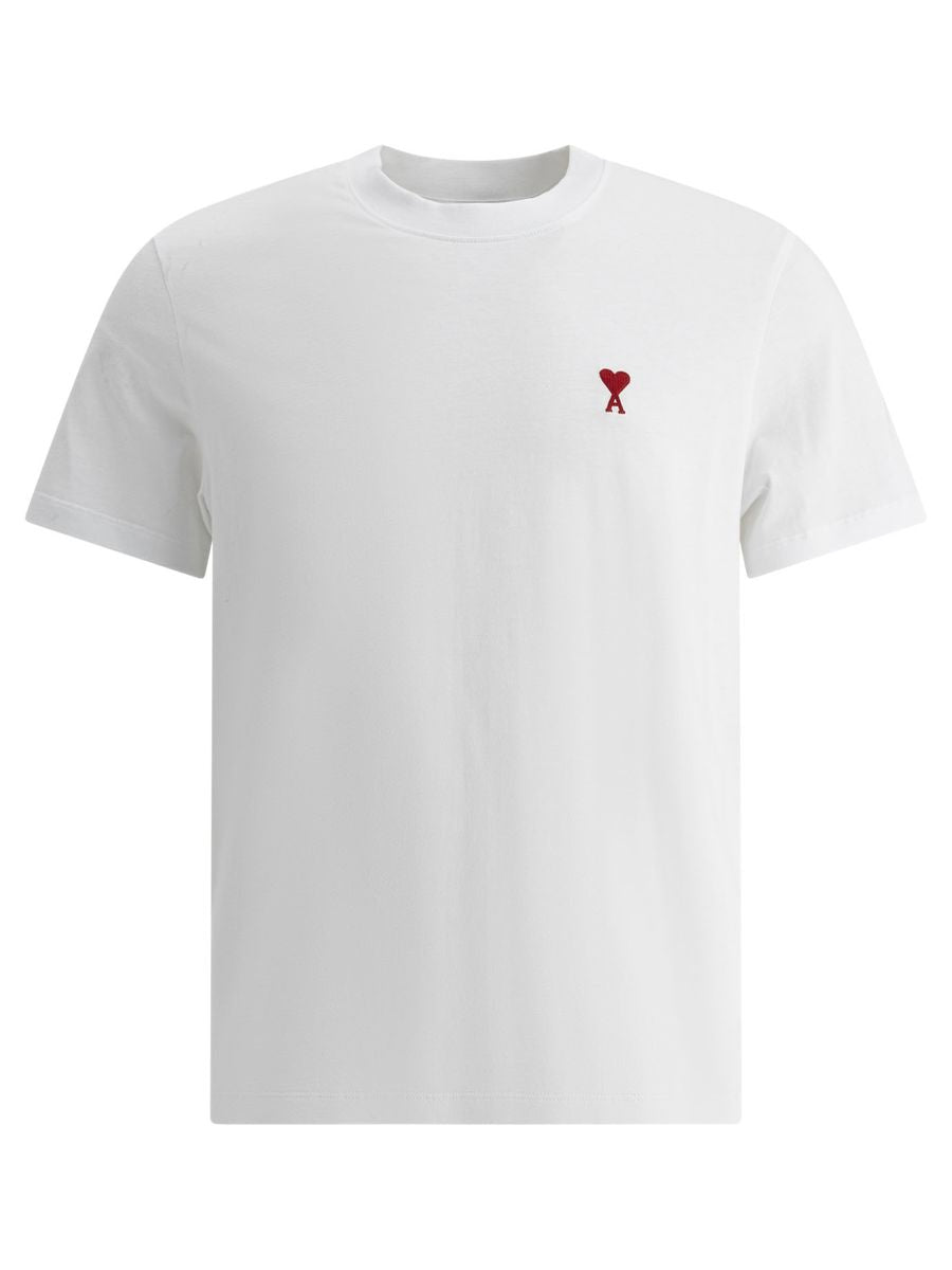 T-Shirt Blanc Unisexe Ami Paris à Manches Courtes et Col Montant