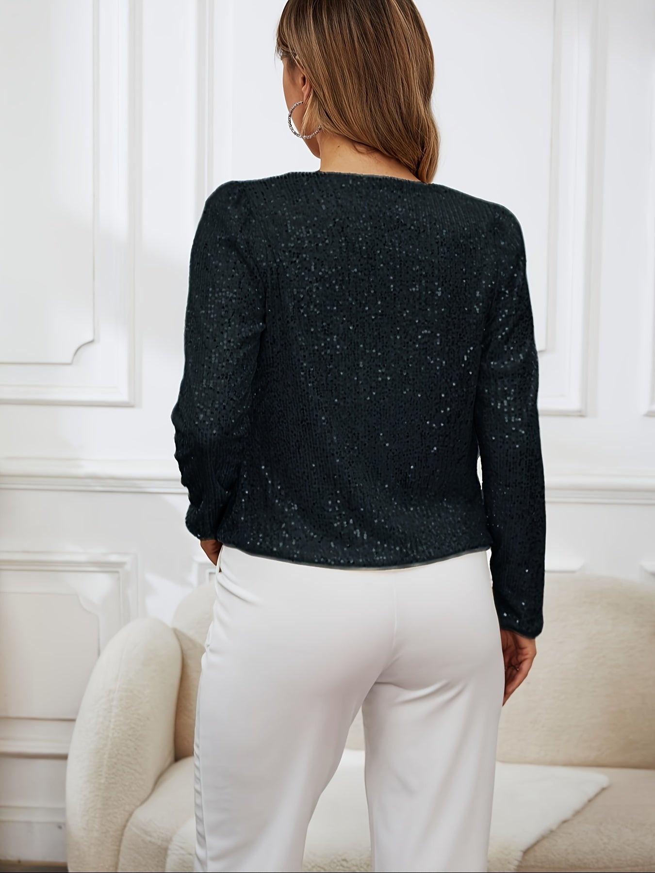 Marlowe - Veste à col en paillettes scintillantes pour le printemps et l'été