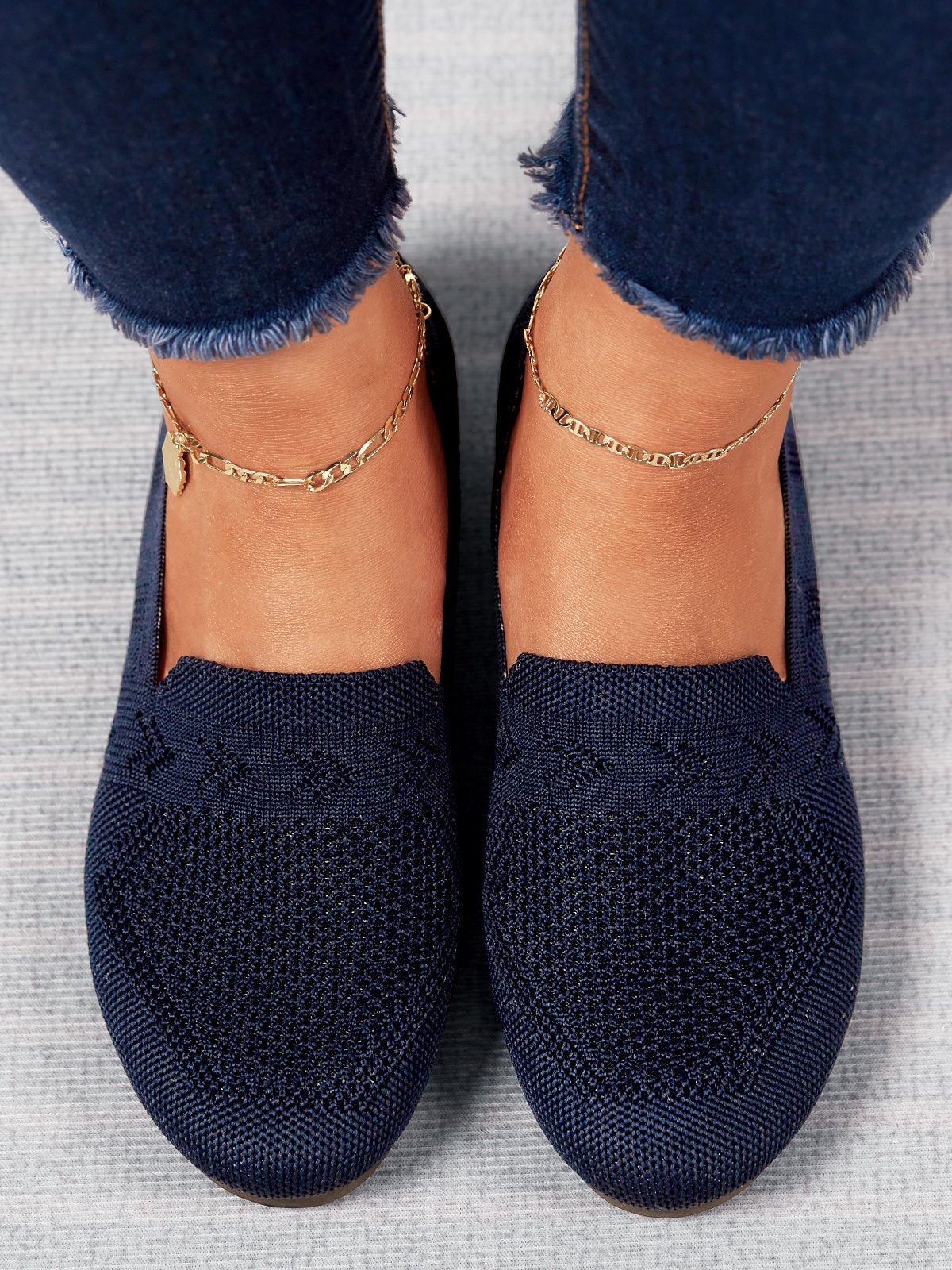 Olivia - Sandales en Maille Ademend Mocassins à Semelle Plate pour l'Été Idéales pour de Longues Promenades