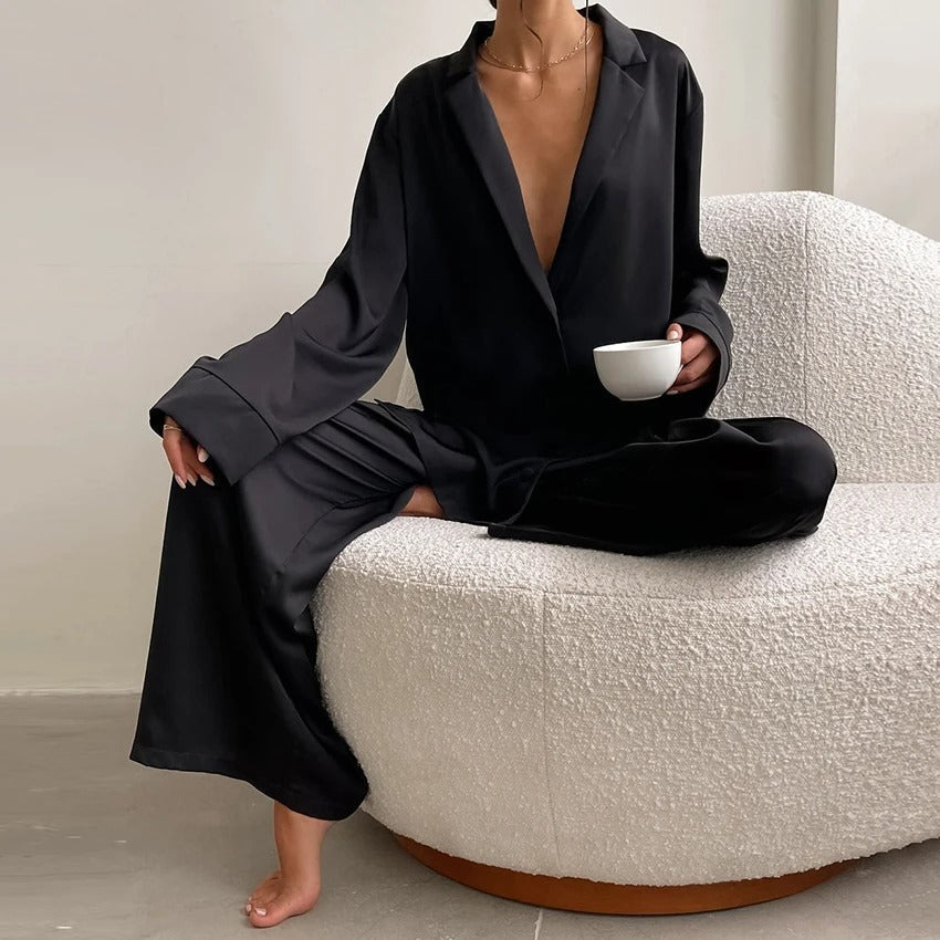 Villa - Ensemble de pyjama oversize en soie élégante