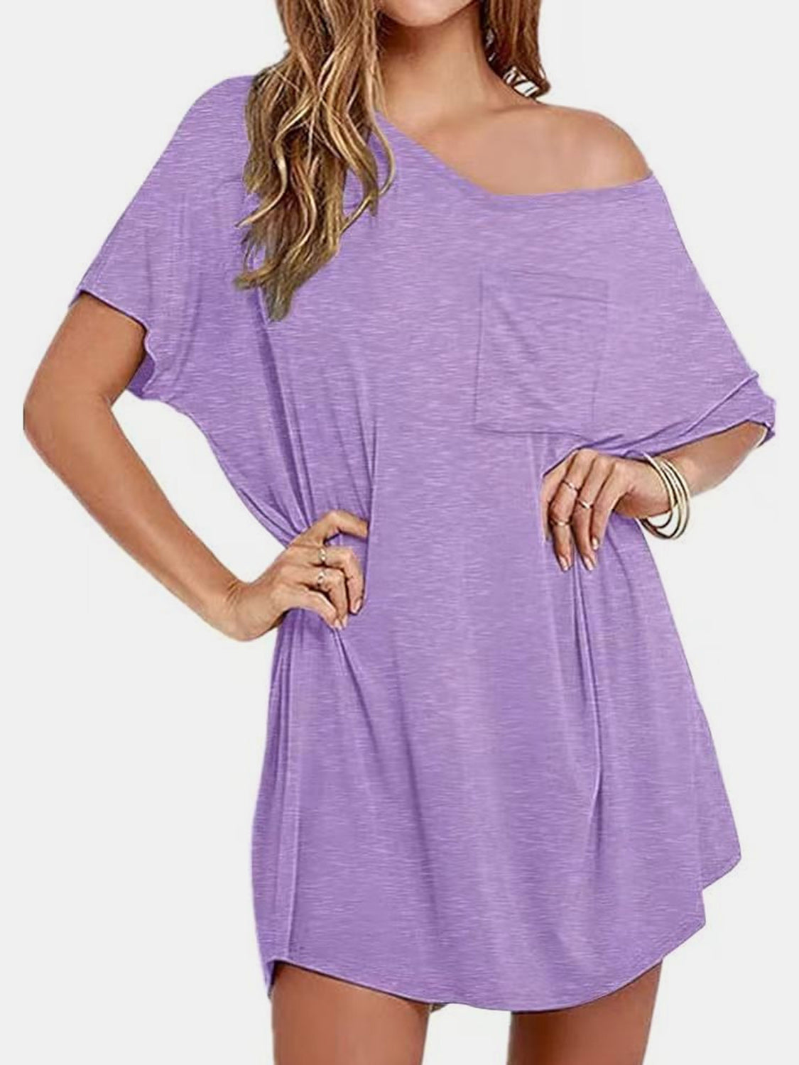 Diana – Robe T-shirt à Manches Courtes et Encolure en V