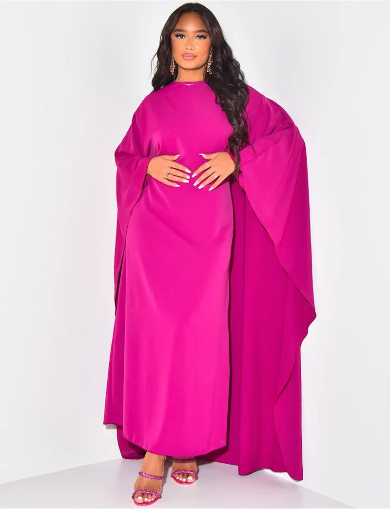 Ava - Robe maxi à manches cape