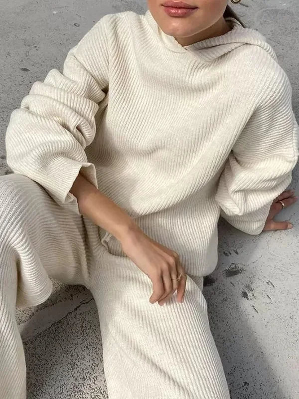 Gildas - Ensemble hoodie rayé de luxe pour femme