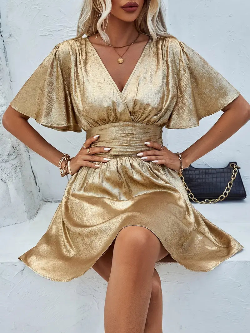 Camille - Robe de fête dorée pour toutes les occasions
