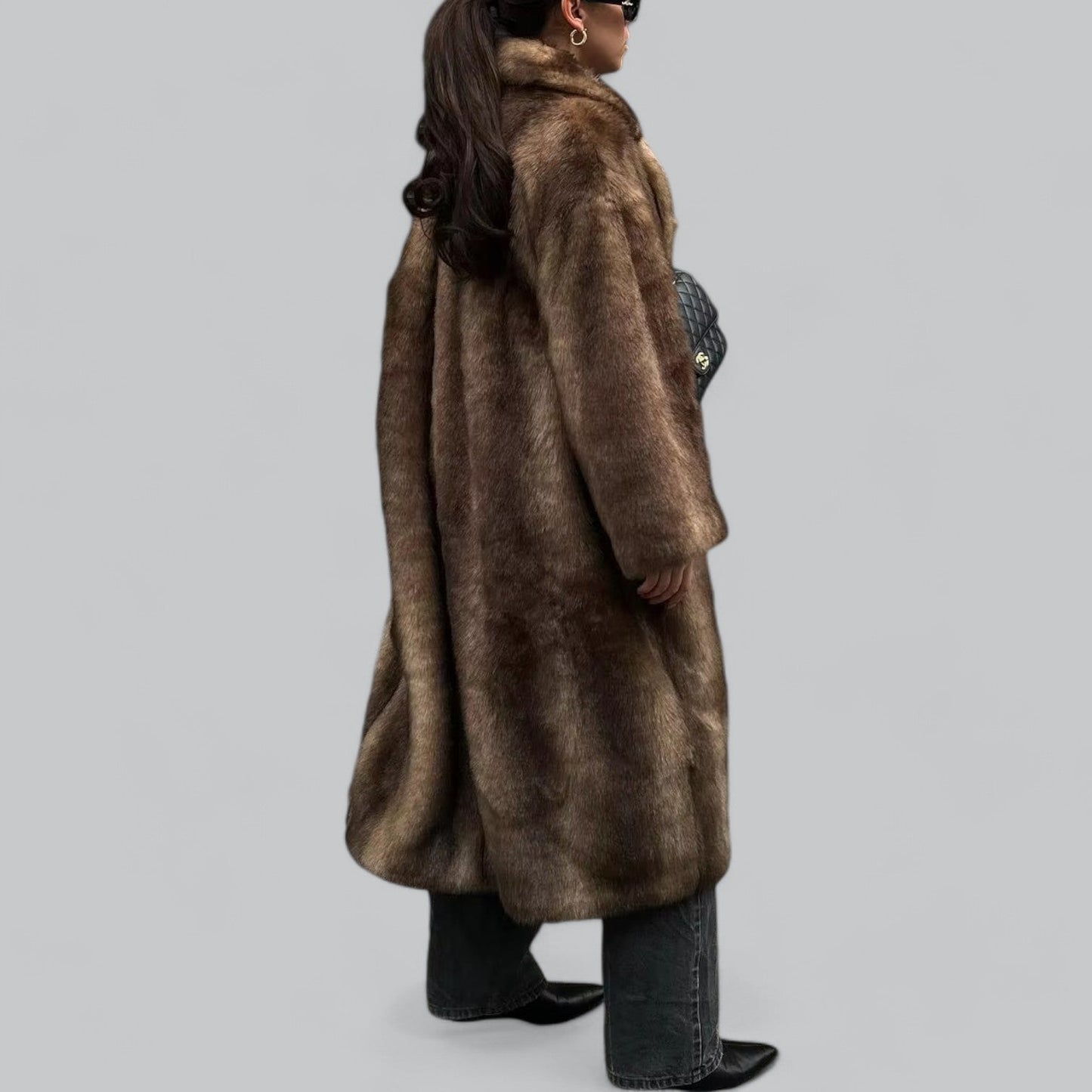 Gracieuse - Trench-coat long en fausse fourrure élégant